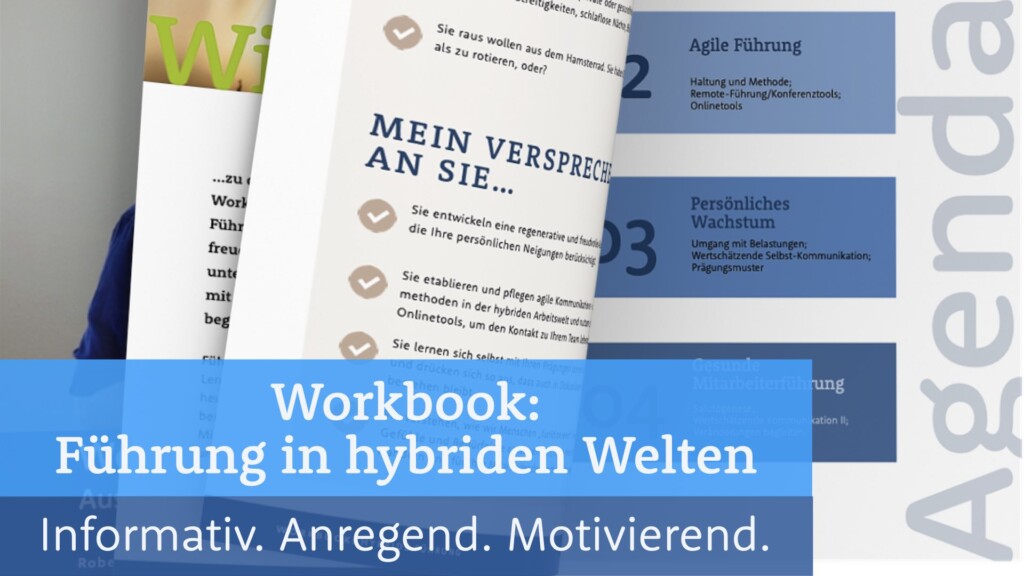 Mockup des Workbooks ‚Führung in hybriden Welten‘ von Robert Jautschus für junge Führungskräfte mit Familie.