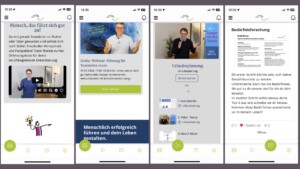 Screenshot aus der BlitzCoach-App von Robert Jautschus mit vier Menüpunkten für junge Führungskräfte mit Familie.