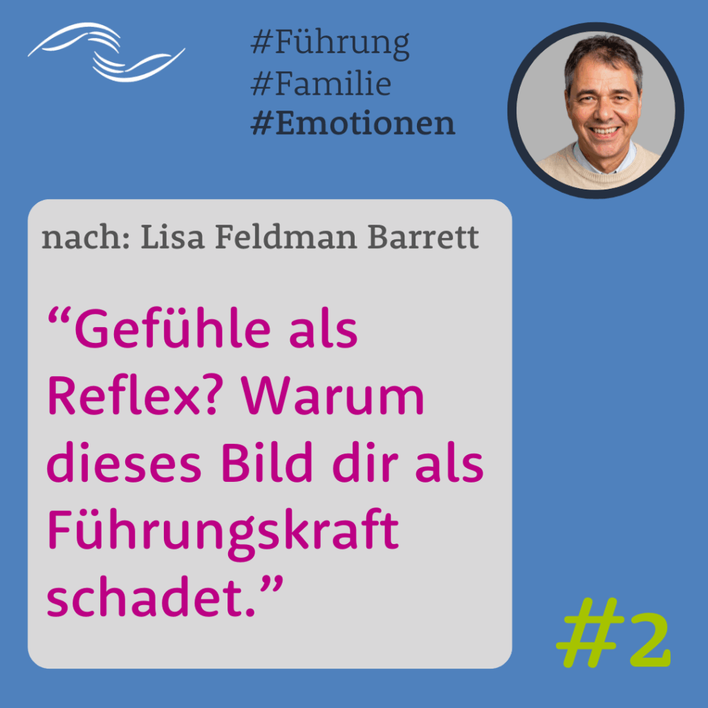 Quadratisches Titelbild mit dem Zitat ‚Gefühle als Reflex? Warum dieses Bild dir als Führungskraft schadet.‘, Jautschus-Logo, Unterzeile ‚Vitales Leben und Arbeiten‘ und Portrait von Robert Jautschus.