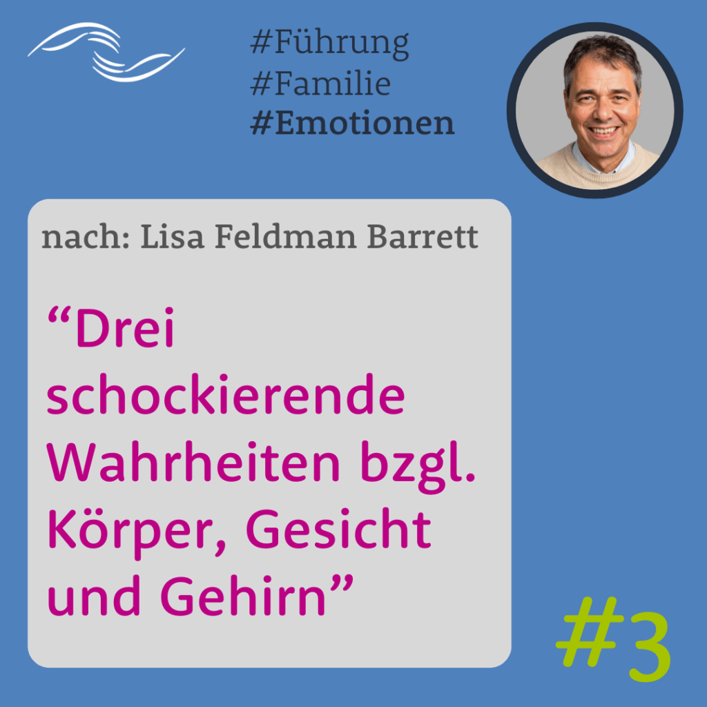 Quadratisches Thumbnail mit dem Titel ‚Drei schockierende Wahrheiten zu Körper, Gesicht und Gehirn‘, Jautschus-Logo und Portrait von Robert Jautschus als Teil der Serie ‚Wie Gefühle entstehen‘.